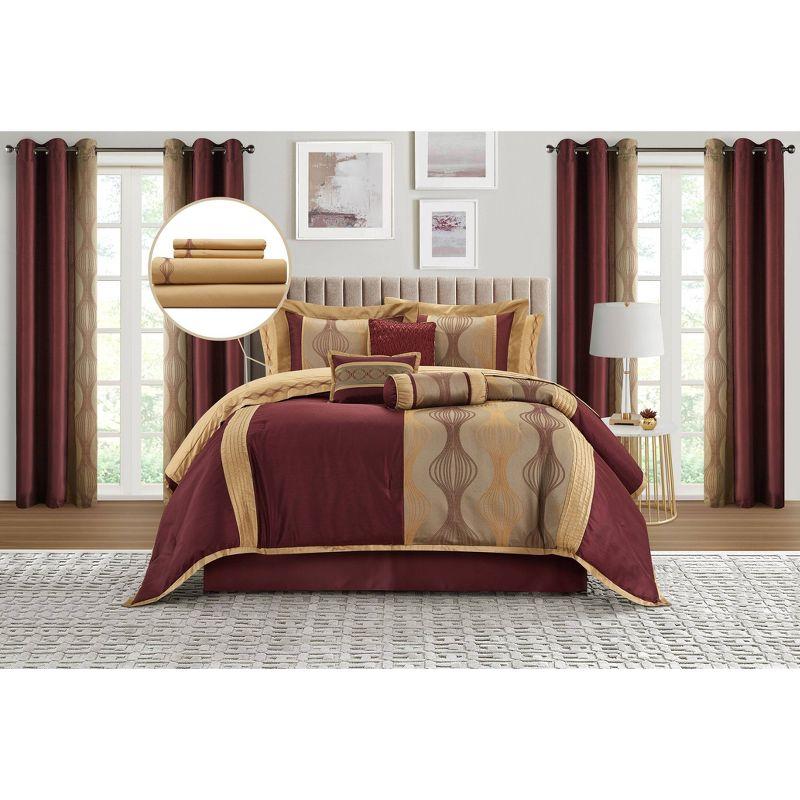 Nanshing America, Inc Kath Microfiber Jacquard 15 Piece Comforter Set