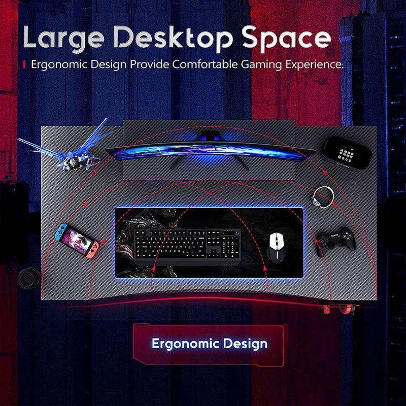 Compact 39" Carbon Fiber Gaming Desk with Monitor Shelf and Metal Frame