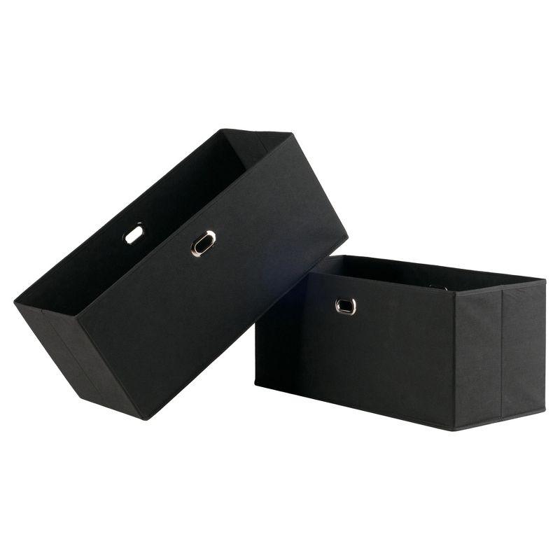 Decorative Basket Winsome Black: Foldable Fabric, Reinforced Chrome Handles, Fits 11" Cube Storage System