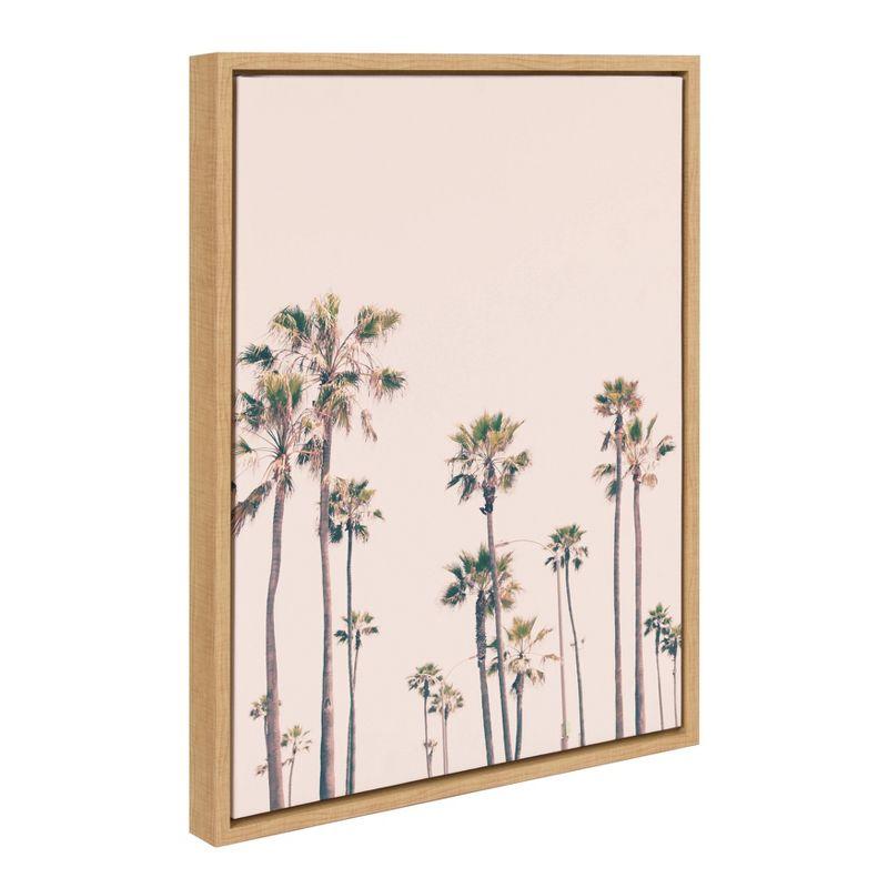 Kate & Laurel All Things Decor Sylvie Pink Palm Tree Paradise Framed Wall Art by Caroline Mint Natural Pastel Tropical Wall Art