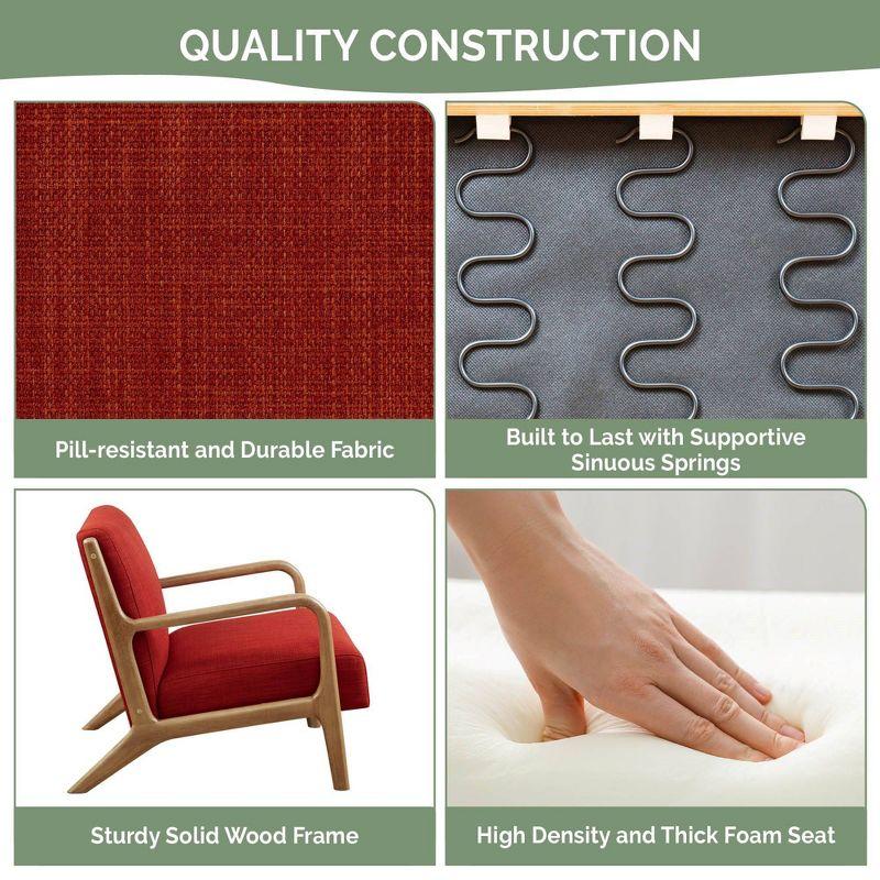 Ink+Ivy Novak Lounge Chair Gray: Mid-Century Elm Wood Frame, Upholstered, Comfort Seating