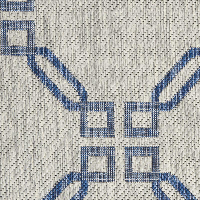 Ivory Blue Traditional Trellis 2'2" x 7'6" Synthetic Area Rug