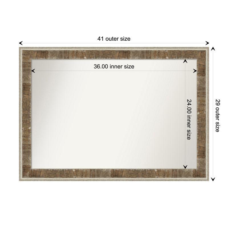 Amanti Art Farmhouse Brown Narrow Non-Beveled Wood Bathroom Wall Mirror 28.75 x 40.75 in.