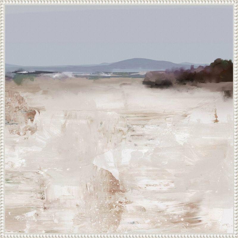 30"x30" Beaded White Framed Abstract Landscape Canvas Print