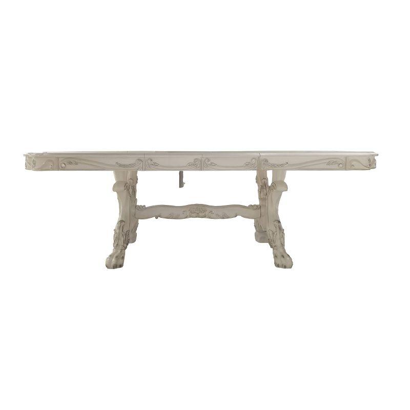 Bone White Extendable Rectangular Wood Dining Table