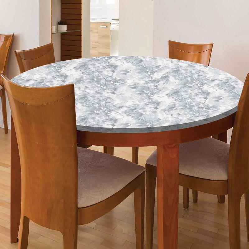 Gray Marble Round Vinyl Fitted Table Cover