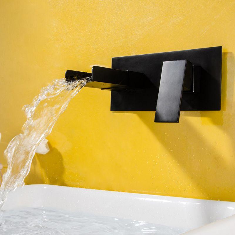 BWE Waterfall Single-Handle Wall Mount Bathroom Faucet in Matte Black