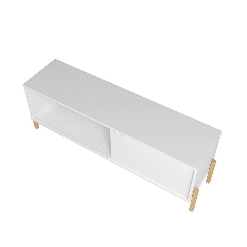 Bowery TV Stand for TVs up to 50" White/Oak - Manhattan Comfort: Media Console with Sliding Door Storage