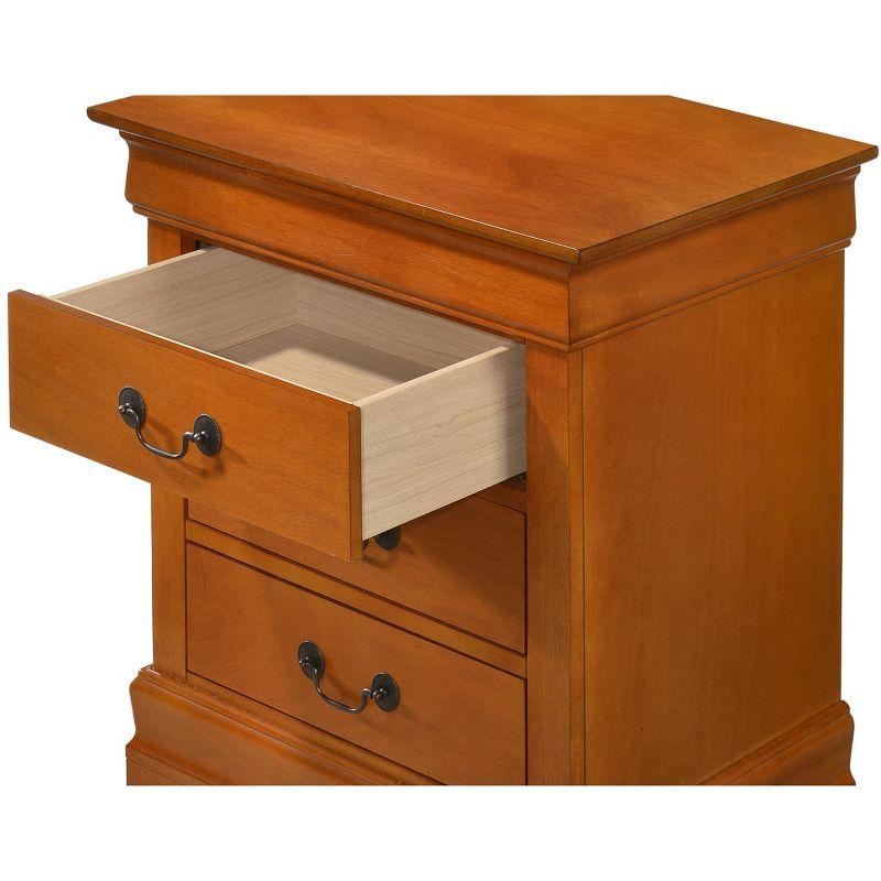 Louis Philippe Oak Finish 3-Drawer Nightstand with English Dovetail