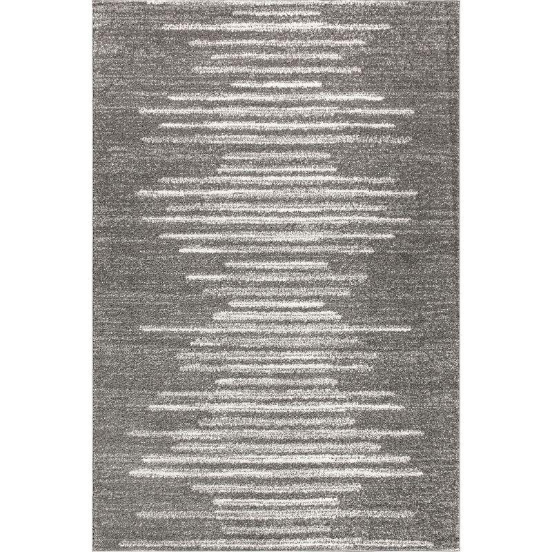 3'x5' Aya Berber Stripe Geometric Area Rug, Gray/Cream - JONATHAN Y