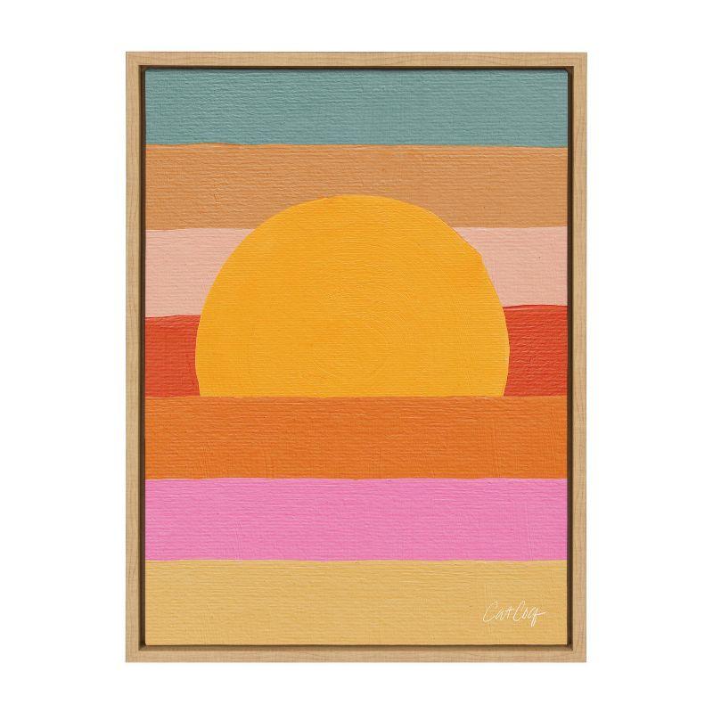 18" x 24" Sylvie Sunset Waves Framed Canvas by Cat Coquillette - Kate & Laurel All Things Decor