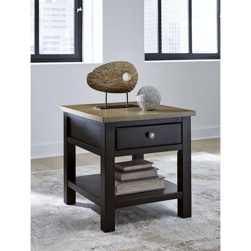 Brown Transitional Wood End Table with Storage Drawer