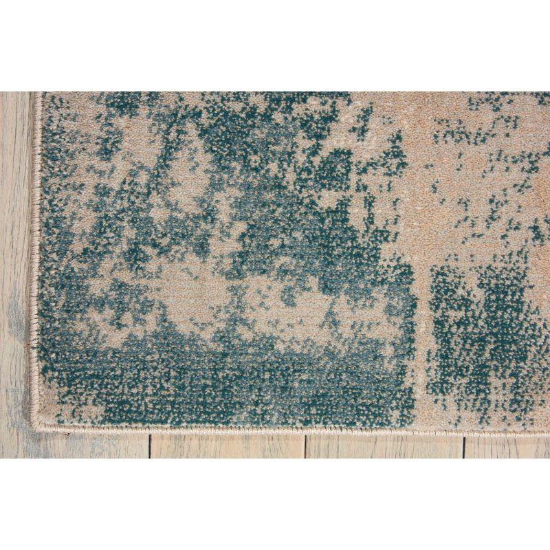Nourison Maxell Transitional Abstract Area Rug Ivory/Teal 9'3" x 12'9"