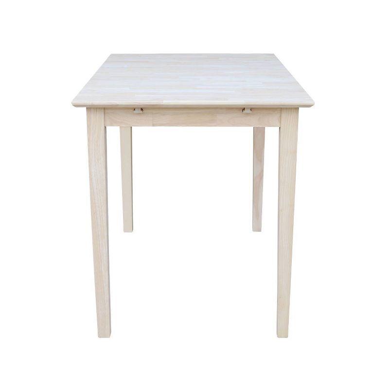 Casual Shaker-Style Extendable Counter Height Dining Table in Unfinished Wood