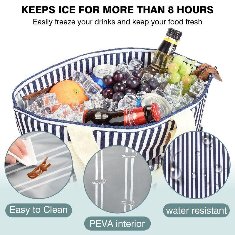 Solaris Insulated Cooler Bag, 3 Layer Leakproof Soft Cooler tote bag, Collapsible Waterproof Grocery Thermal Bag, Gift Ideas for Picnic, Gray Strip