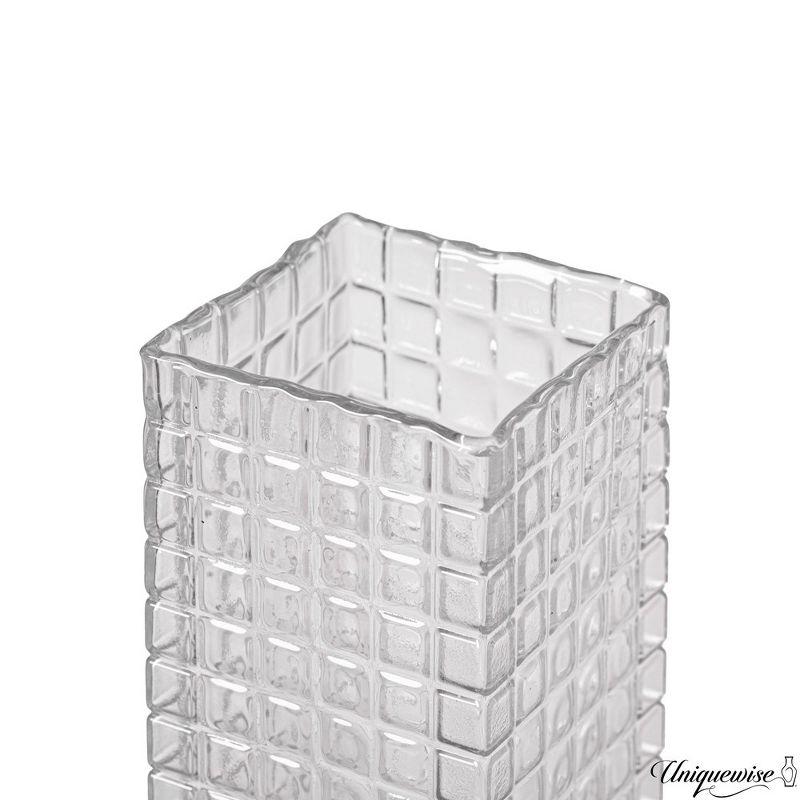 Uniquewise Set of 2 Square Frosted Clear Glass Table Vase - A Timeless Centerpiece for Dining Tables, Living Rooms, Bedrooms, Hotel Reception Areas