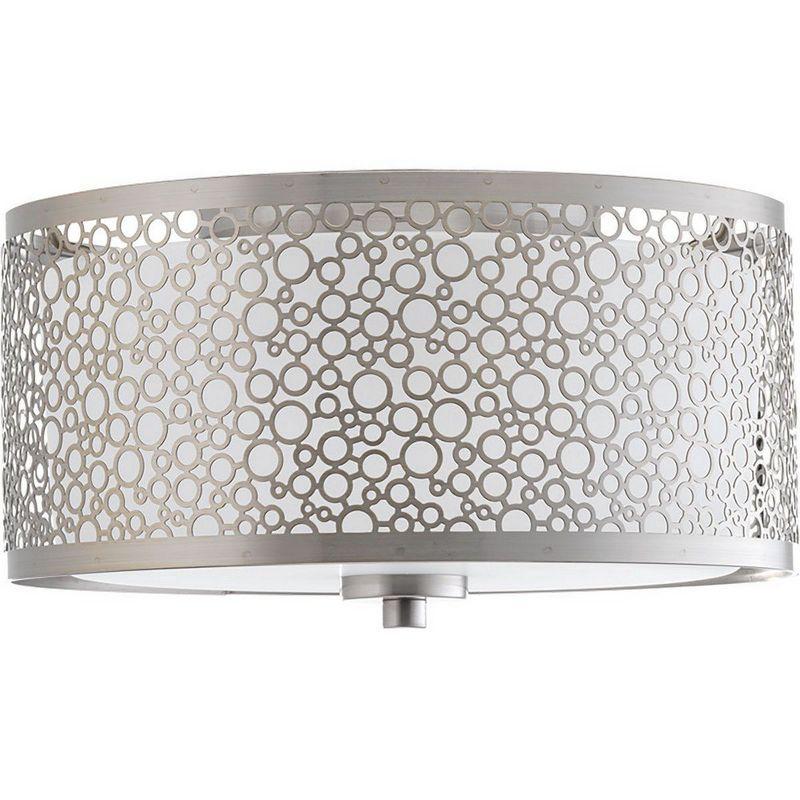 Progress Lighting Mingle 1-Light LED Flush Mount, Brushed Nickel, Etched Parchment Glass Shade