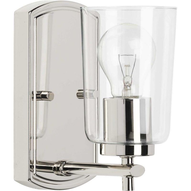 Progress Lighting Adley 1-Light Bath Wall Light, Satin Brass, Clear Glass Shade