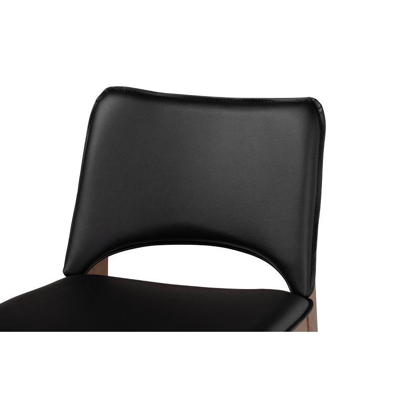 2pc Afton Faux Leather Upholstered and Wood Dining Chair Set Black/Walnut Brown - Baxton Studio