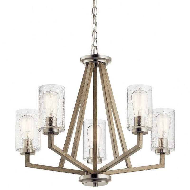 Distressed Gray Nickel Rustic 5-Light Chandelier