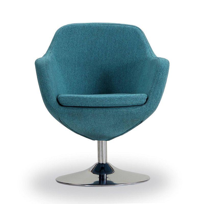 Manhattan Comfort Caisson Twill Swivel Accent Chair Blue: Chrome-Plated Finish, Removable Cushions