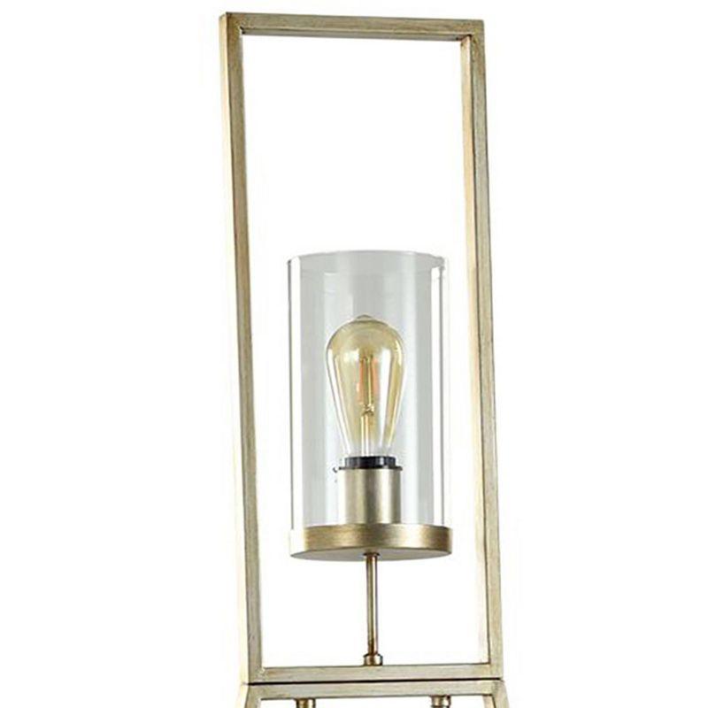 3-Tier Laslo Steel Glass Shade Floor Lamp - StyleCraft: Seeded Glass, Adjustable Head Tilt, UL Listed