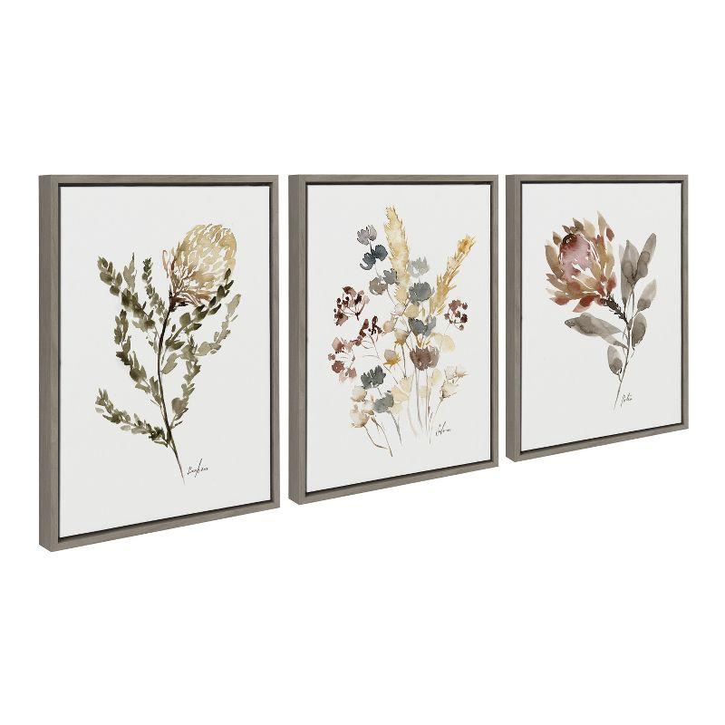 Wild Floral Trio Framed Canvas Art Set