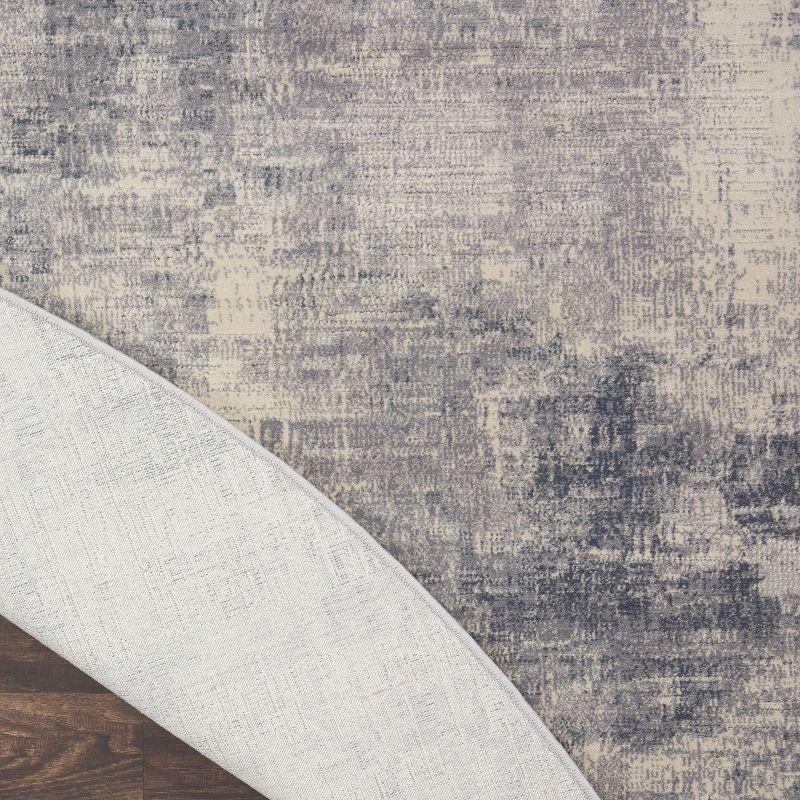 Nourison Rustic Textures Contemporary Abstract Indoor Area Rug Blue/Ivory 7'10" x round