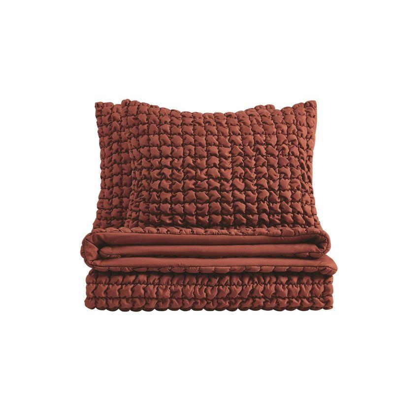 Christian Siriano 2pc Twin Extra Long NY Textured Puff Comforter Set Rust: Polyester Fill, Machine Washable