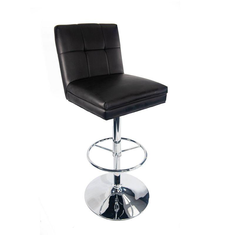 Sloan Adjustable Faux Leather Swivel Barstool Black - Boraam: Chrome Base, Counter to Pub Height