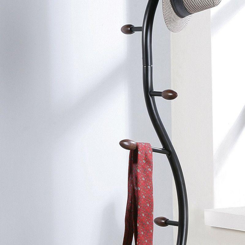 Roundhill Furniture Arles Metal Standing Coat Rack - Black and Walnut