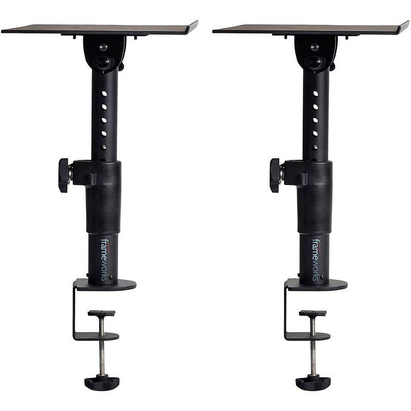 Adjustable Black Steel Clamp-On Studio Monitor Stands - Pair