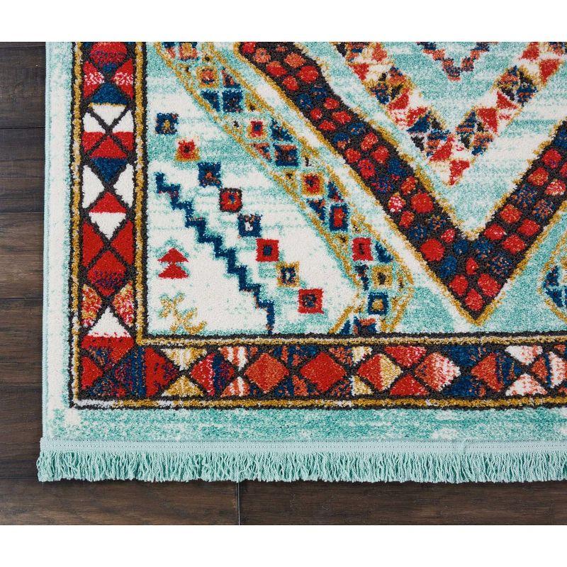 Handmade Aqua Synthetic 4' x 6' Rectangular Rug