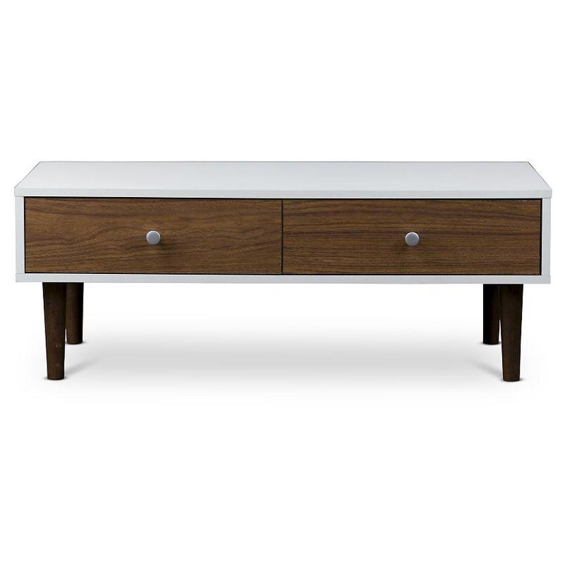 Gemini Wood Contemporary Coffee Table - Baxton Studio: Modern Design, Dual Drawers, MDF Composite