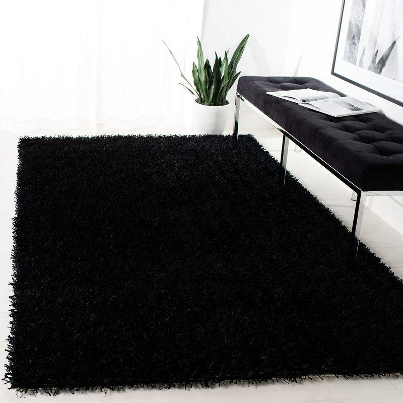 Black 4' x 6' Hand-Tufted Reversible Wool Shag Rug