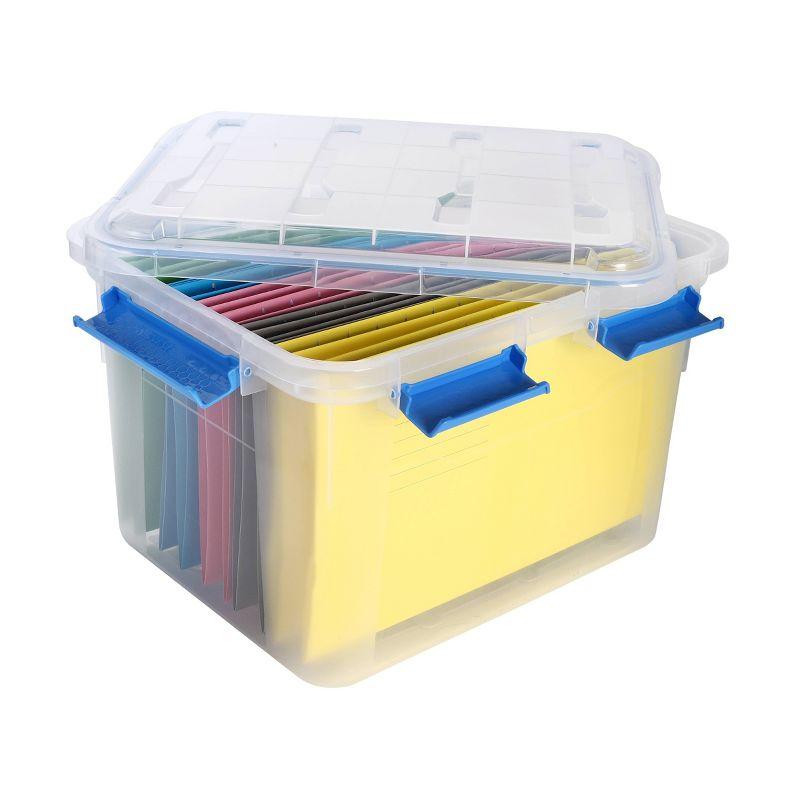 Ezy Storage 33.8qt IP67 Waterproof File Storage Box: Stackable, Clear Utility Bin for Documents & Tools