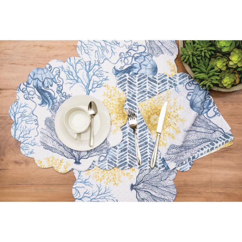 Monterey Mist Round Quilted Cotton Coastal Placemat Set