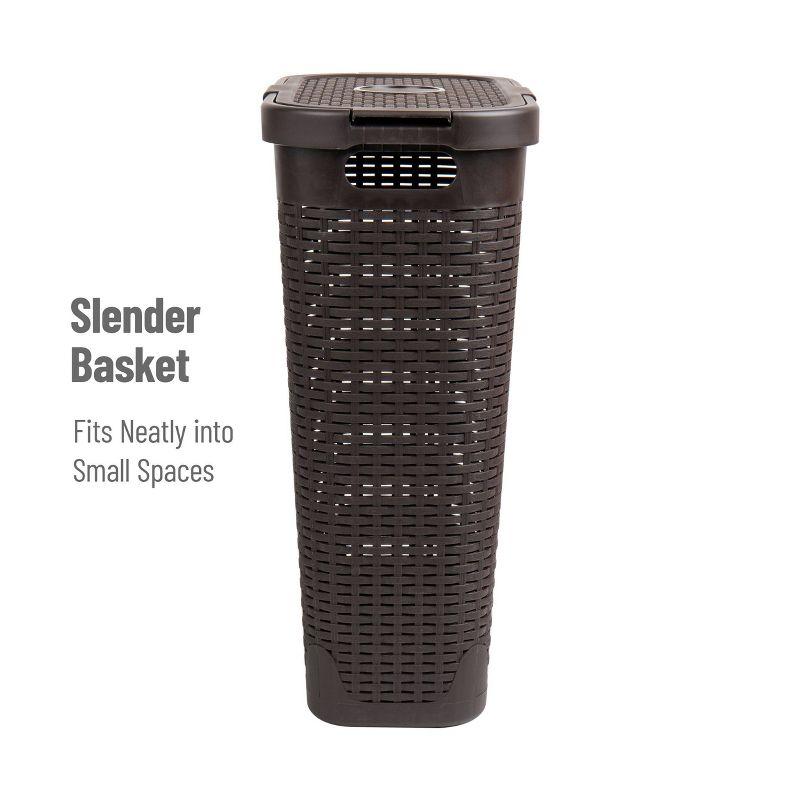 Mind Reader 40L Slim Laundry Hamper, Clothes Basket, Lid, Wicker Design, Plastic & Reviews | Wayfair