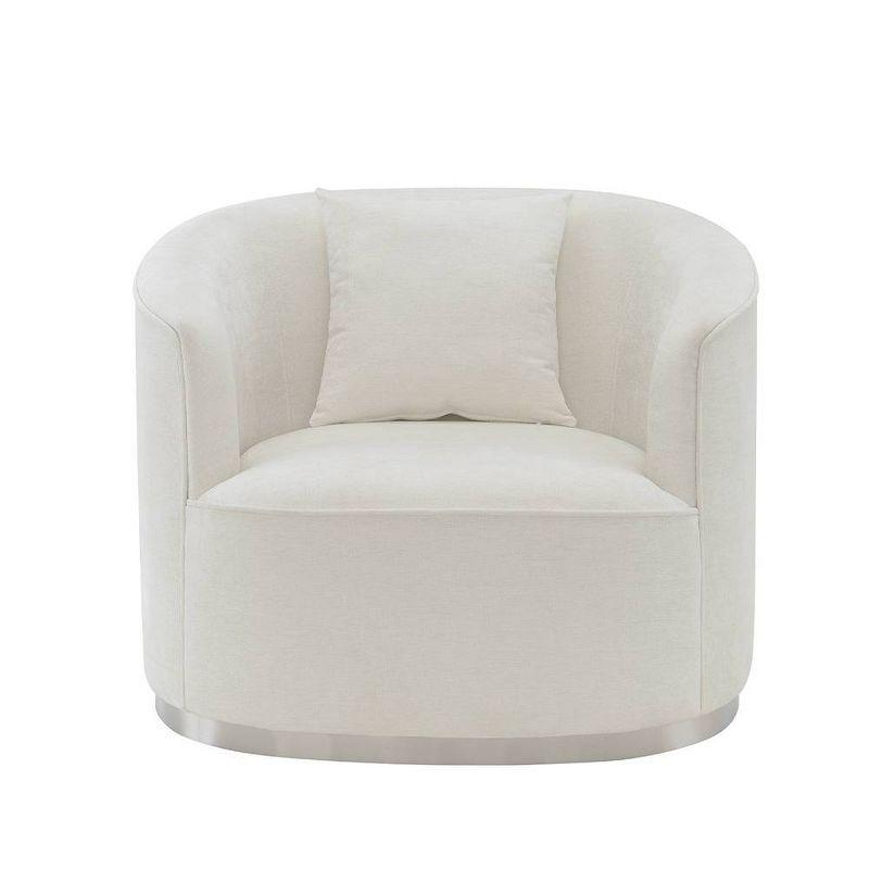 Acme Furniture 39" Odette Accent Chair Beige Chenille: Linen Upholstery, Wood Frame, No Assembly Required