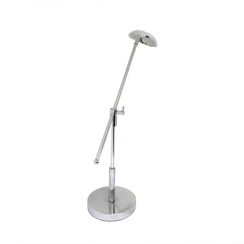 3W Balance Arm Chrome Desk Lamp with Swivel Head Silver (Includes LED Light Bulb) - Simple Designs: Adjustable, ETL Listed, for Office & Dorm