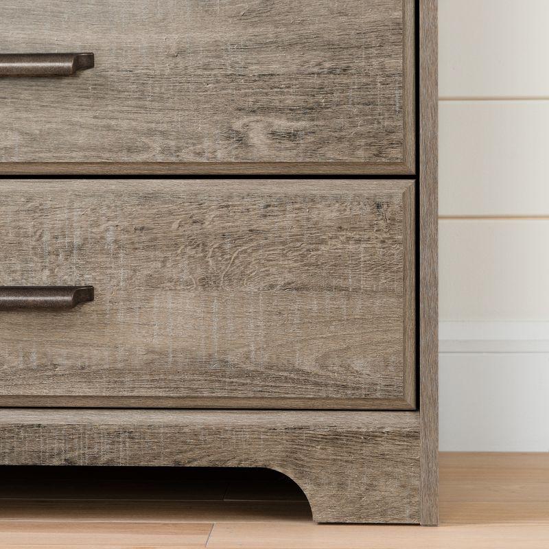 Weathered Oak 2-Drawer Nightstand with Charging Station