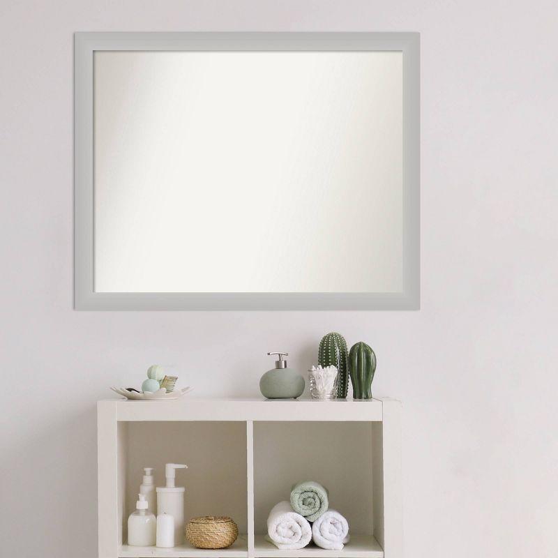 31" x 25" Non-Beveled Low Luster Wood Bathroom Wall Mirror Silver - Amanti Art