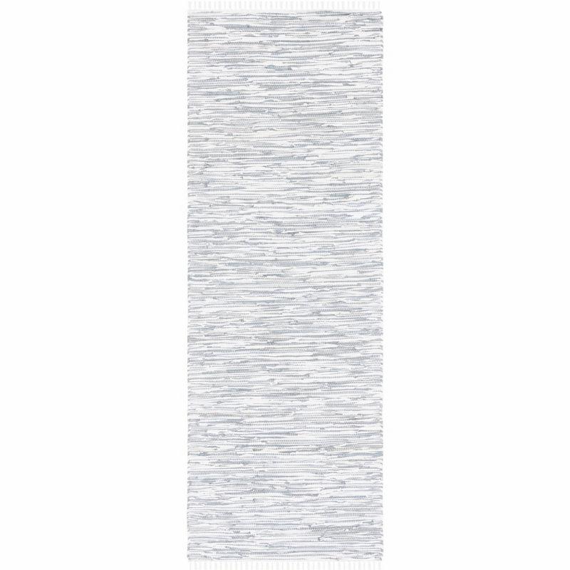 Coastal Charm Hand-Woven Cotton Runner Rug in Silver, 2'3" x 6'