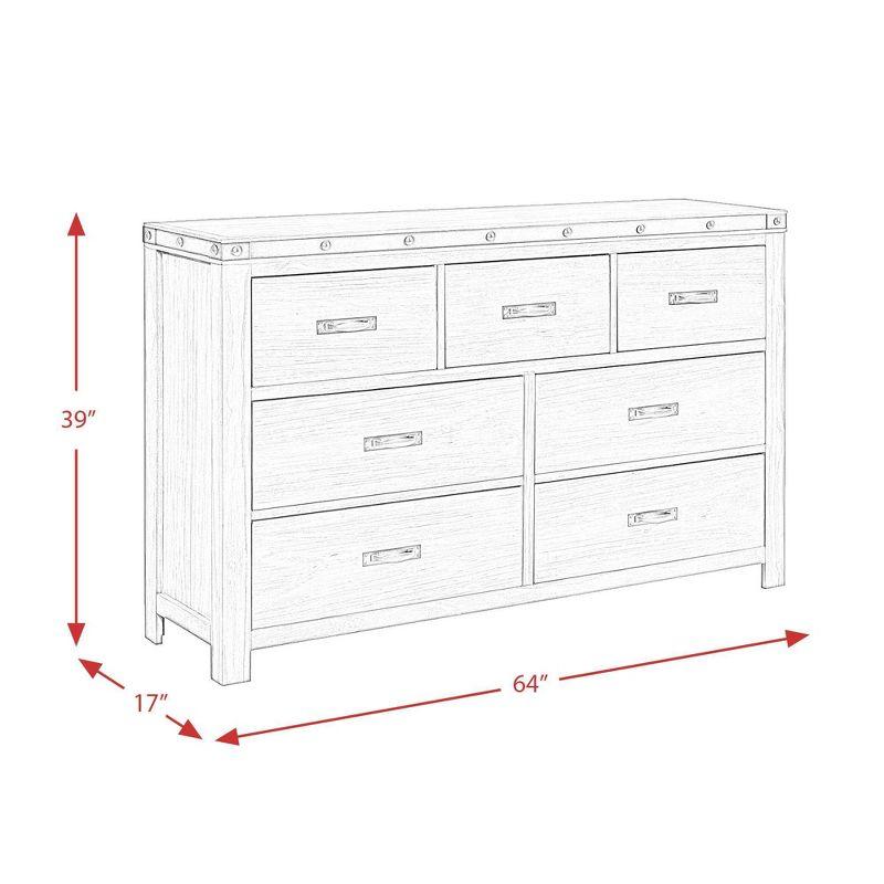 7 Drawer Montauk Dresser Gray - Picket House Furnishings: Spacious Storage, Bedroom Essential, Metal Accents