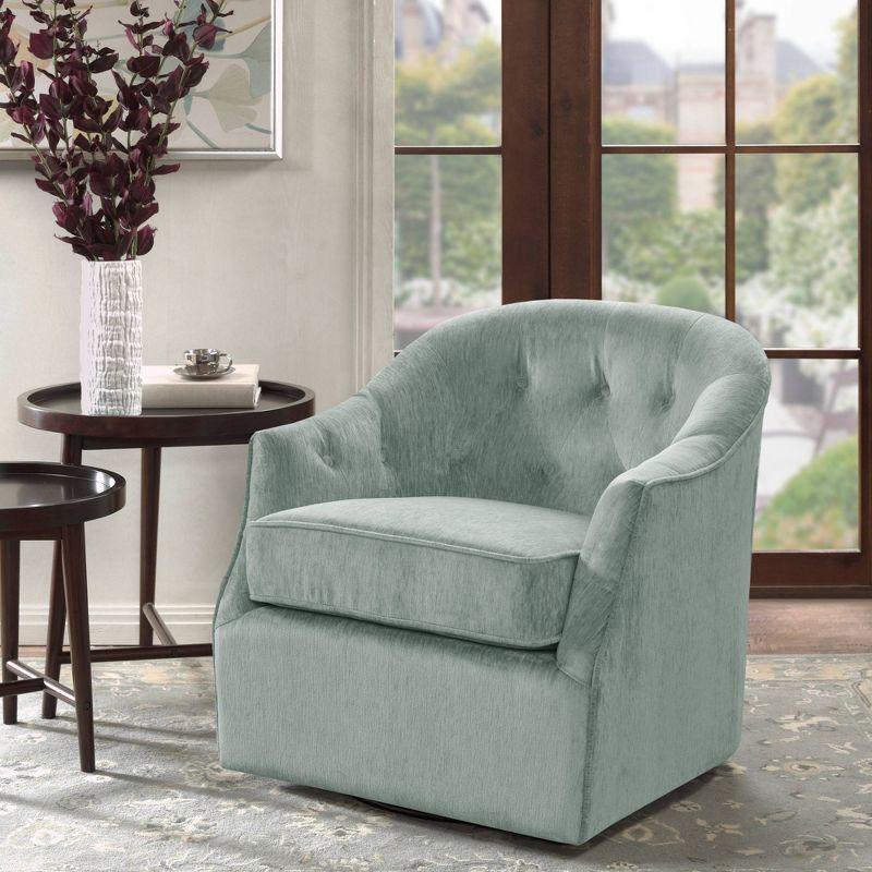 Light Blue Velvet Swivel Club Chair with Wood Frame