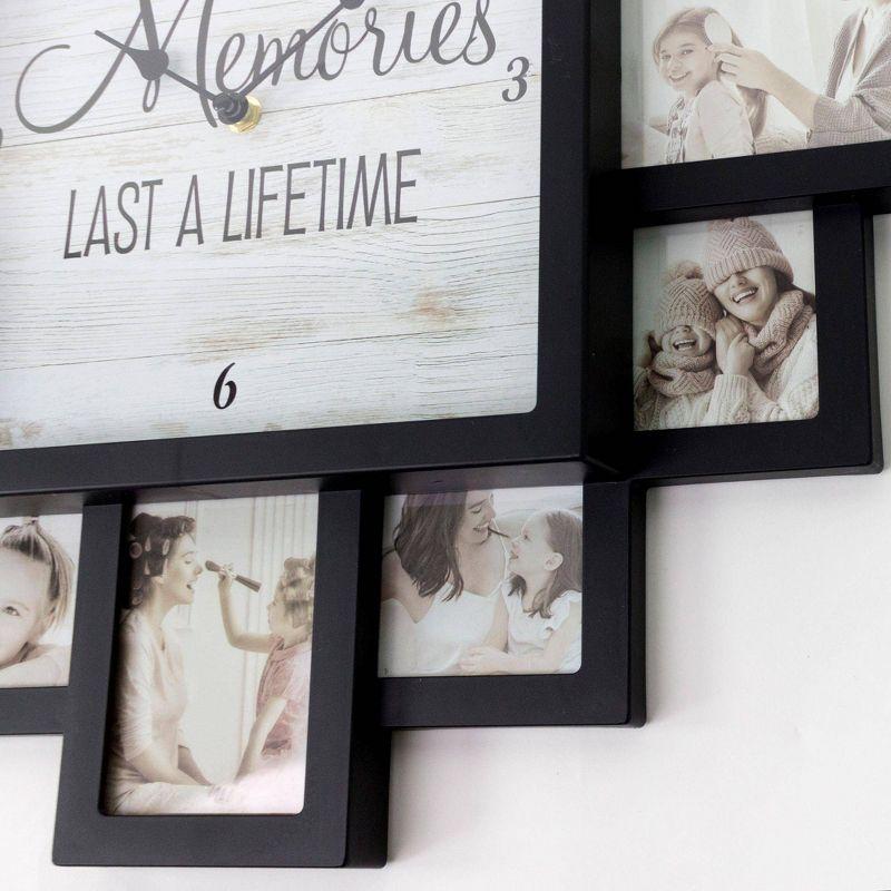 Lifetime Memories' Picture Frame Collage Wall Clock Black - American Art Decor