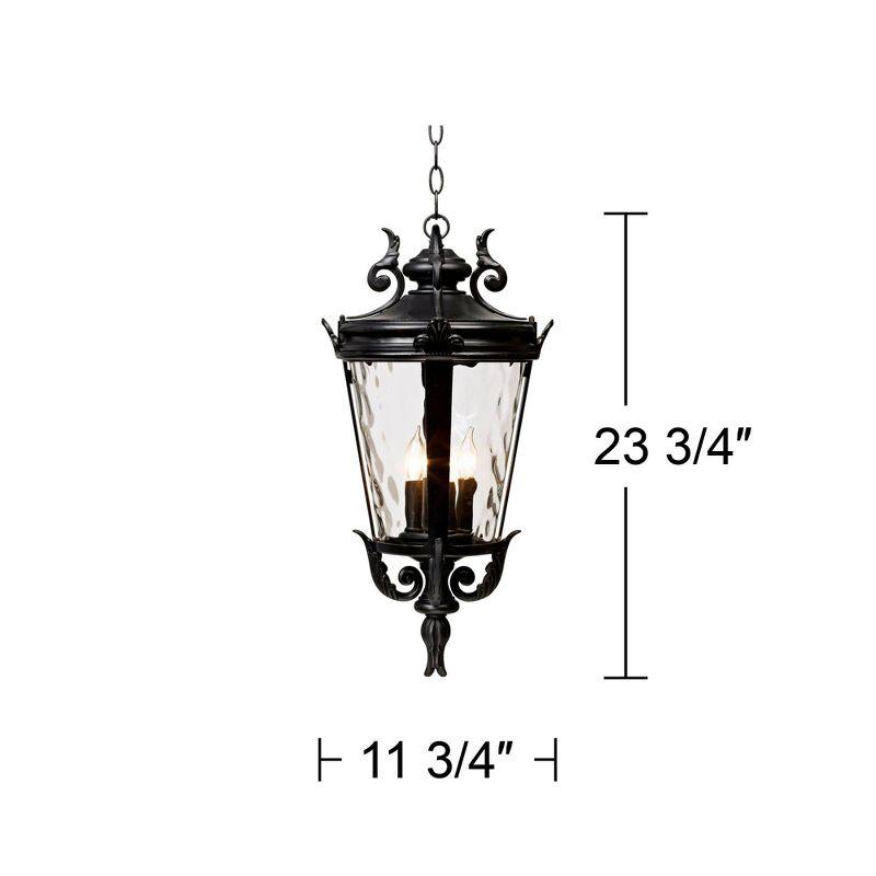 John Timberland Casa Marseille Rustic Outdoor Hanging Light Textured Black 23 3/4" Clear Hammered Glass for Post Exterior Barn Deck House Porch Yard