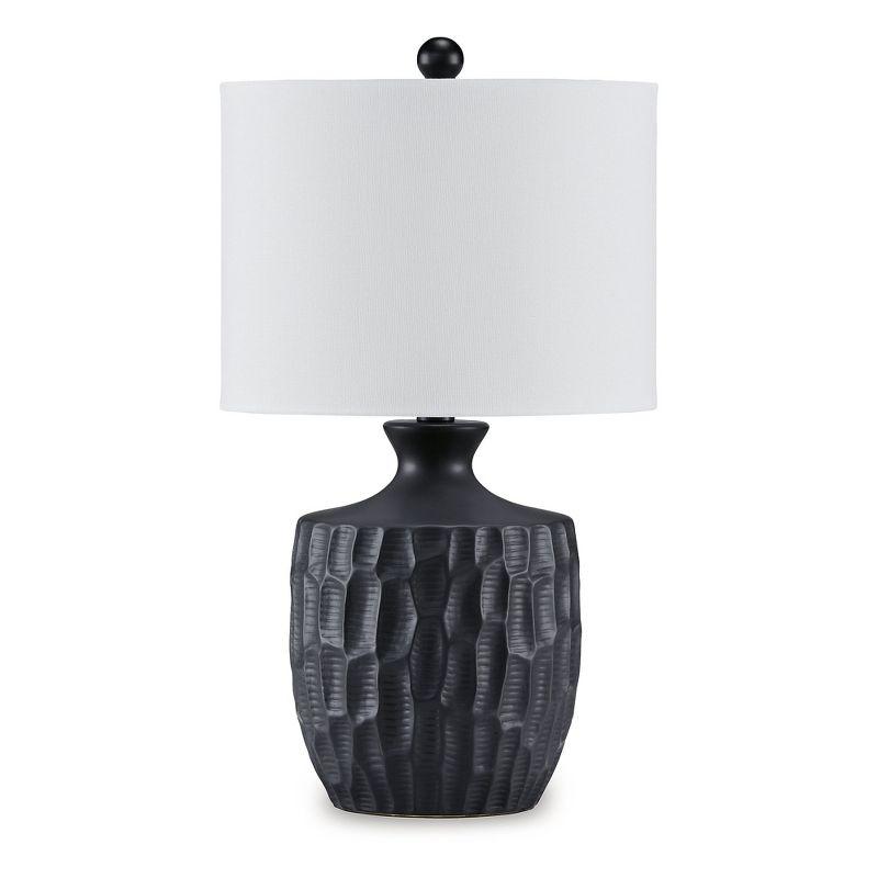 Ellisley Matte Black Ceramic Table Lamp with White Shade