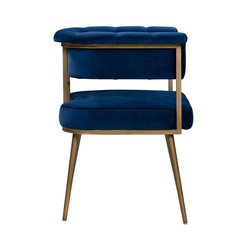 TOV Furniture Astrid 19.3" Transitional Velvet Dining Chair in Navy