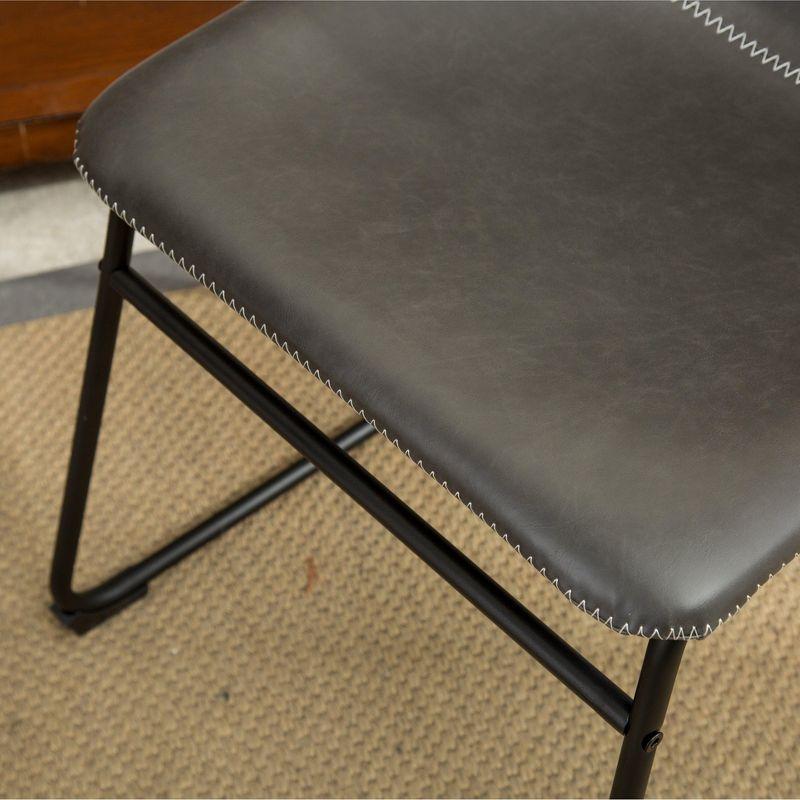 Roundhill Furniture Lotusville Vintage PU Leather Dining Chairs, Antique Gray, Set of 2